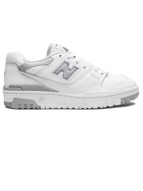 New Balance White and Light Gray 550 Low-Top Sneakers